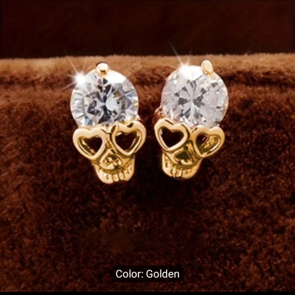 Goldtone Skull Earrings